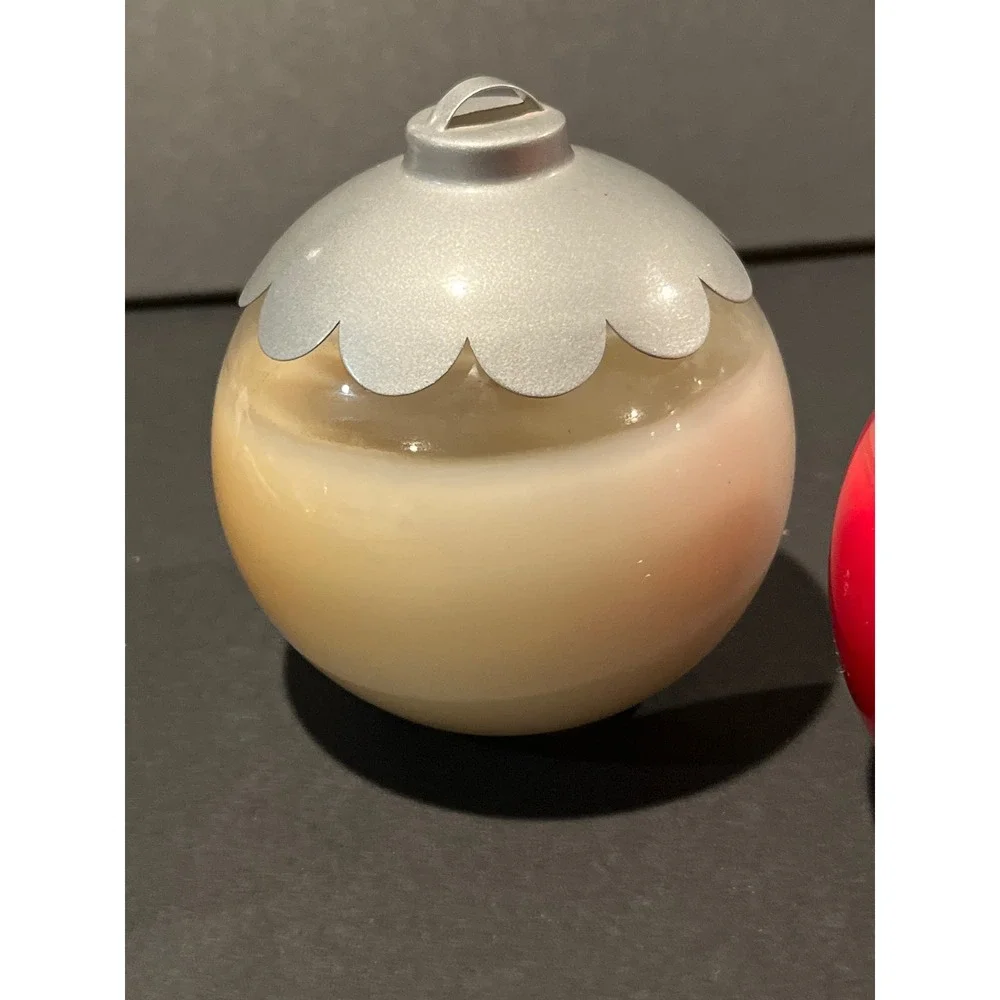 Candle-lite Christmas Ornament Jar Candles -2- Cinnamon & Mint 9.5oz Red White